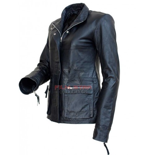 I Am Legend Anna Montez (Alice Braga) Black Leather Jacket